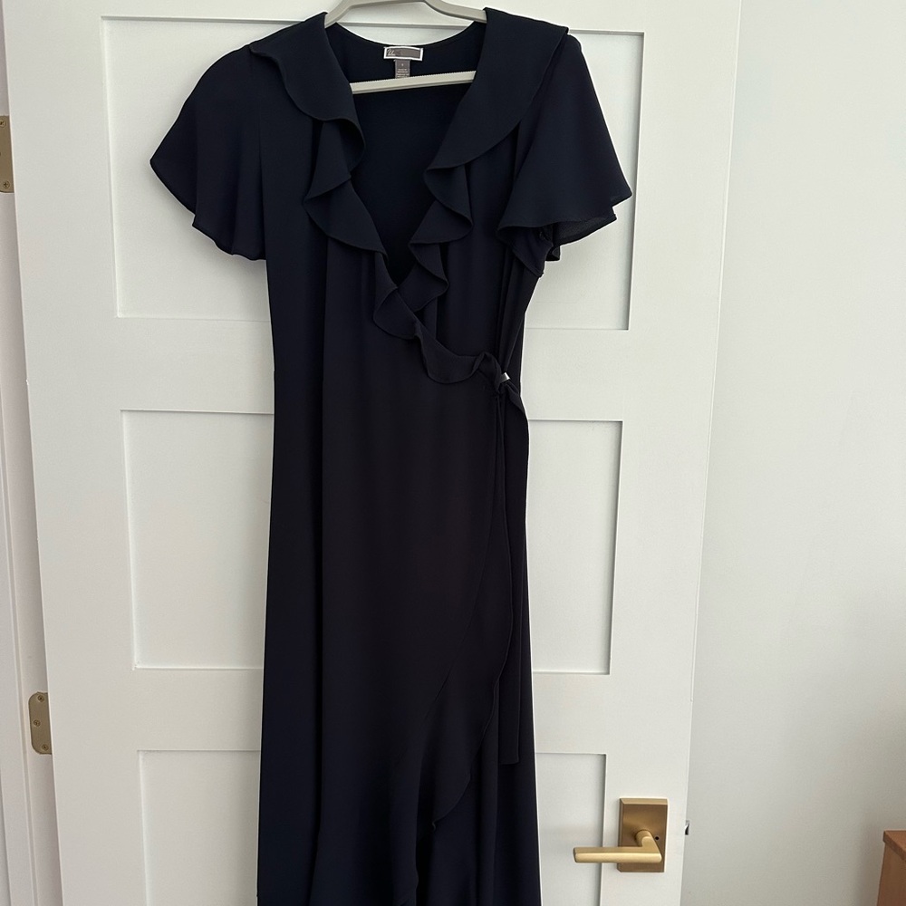 Elegant Navy Chelsea28 Ruffle Wrap Dress